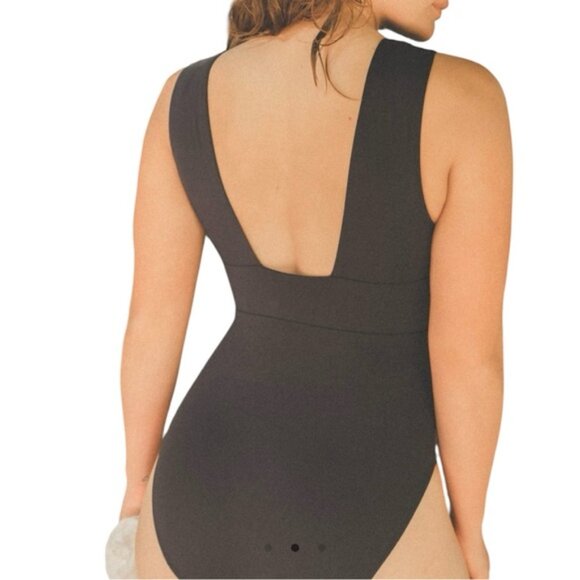 ANDIE New Black Mykonos Plunge One Piece Swimsuit Bathing Suit Tall Torso XL XLT - Picture 7 of 10